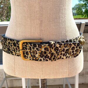 Vintage Leopard Print Belt with Gold Accents